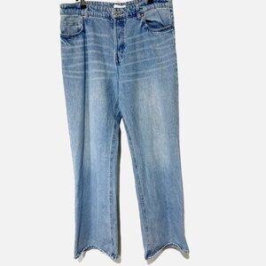 H&M Wide Leg Loose Fit High Rise Jeans Light Denim Blue 100% cotton Size 12